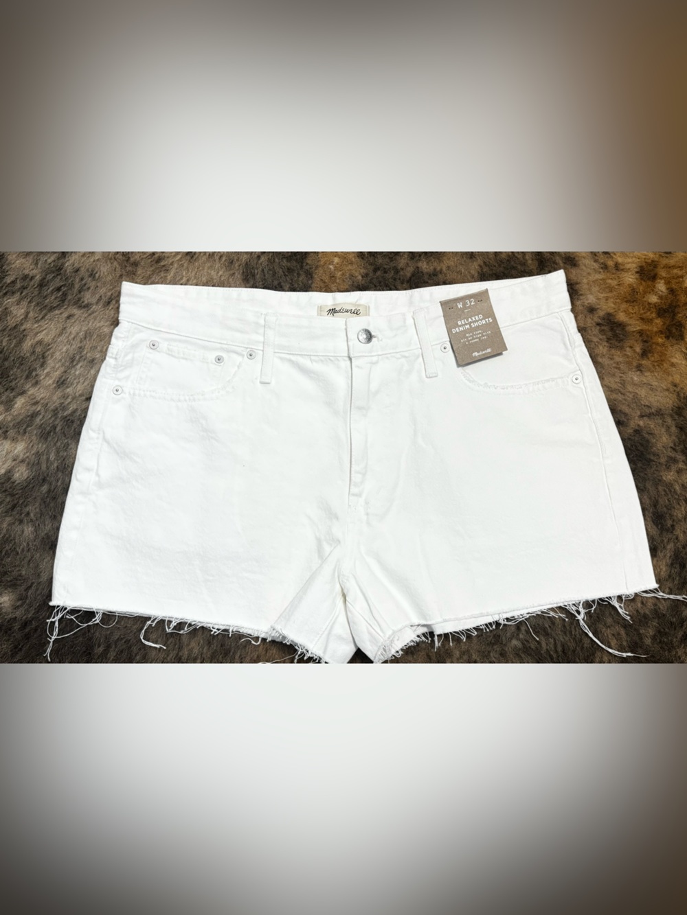Madewell Relaxed Denim Shorts Ivory/White Mid Rise Relaxed Fit Size 32 NWT
